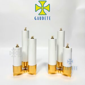 Cặp Nến 3 Ngọn Đốt Dầu Sử Dụng Trong Phụng Vụ Hoặc Trong Các Bàn Thờ Gia Đình
