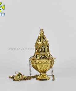 10 Ornate Censer Boat Set  Brass - Image 3