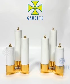 Cặp Nến 3 Ngọn Đốt Dầu Sử Dụng Trong Phụng Vụ Hoặc Trong Các Bàn Thờ Gia Đình