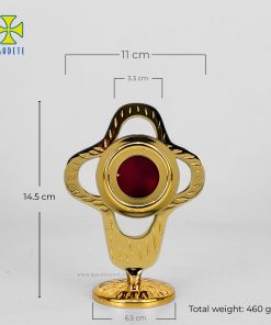 Reliquary in gilded brass cross symbol - Image 4